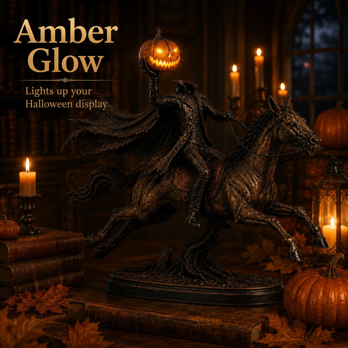 Headless Horseman Statue with LED Pumpkin - image 8