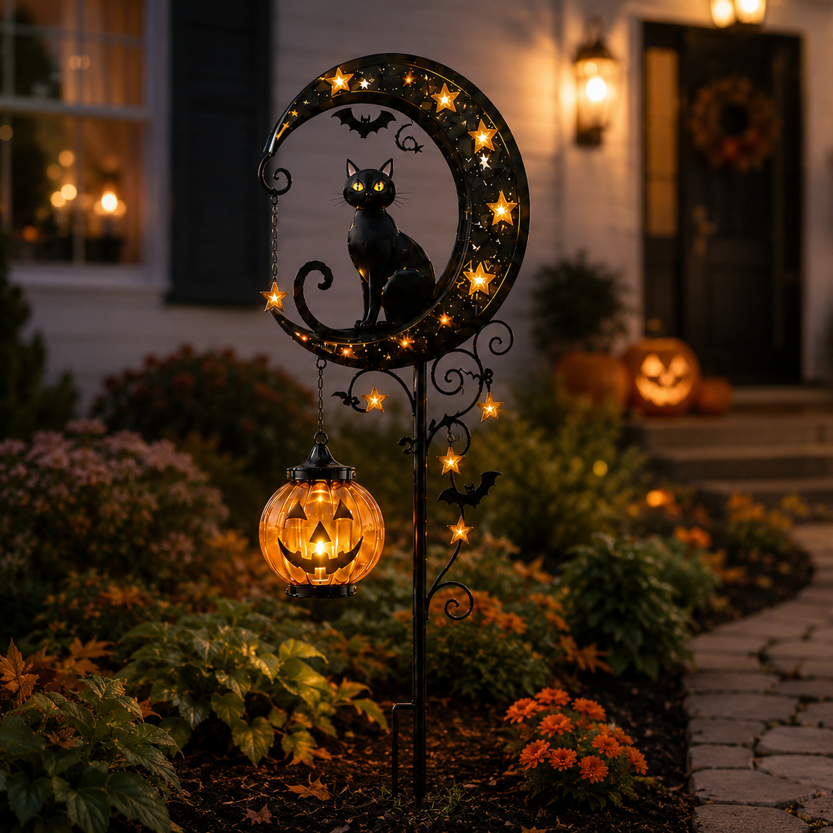 Solar Pumpkin Moon Garden Stake Light - image 6