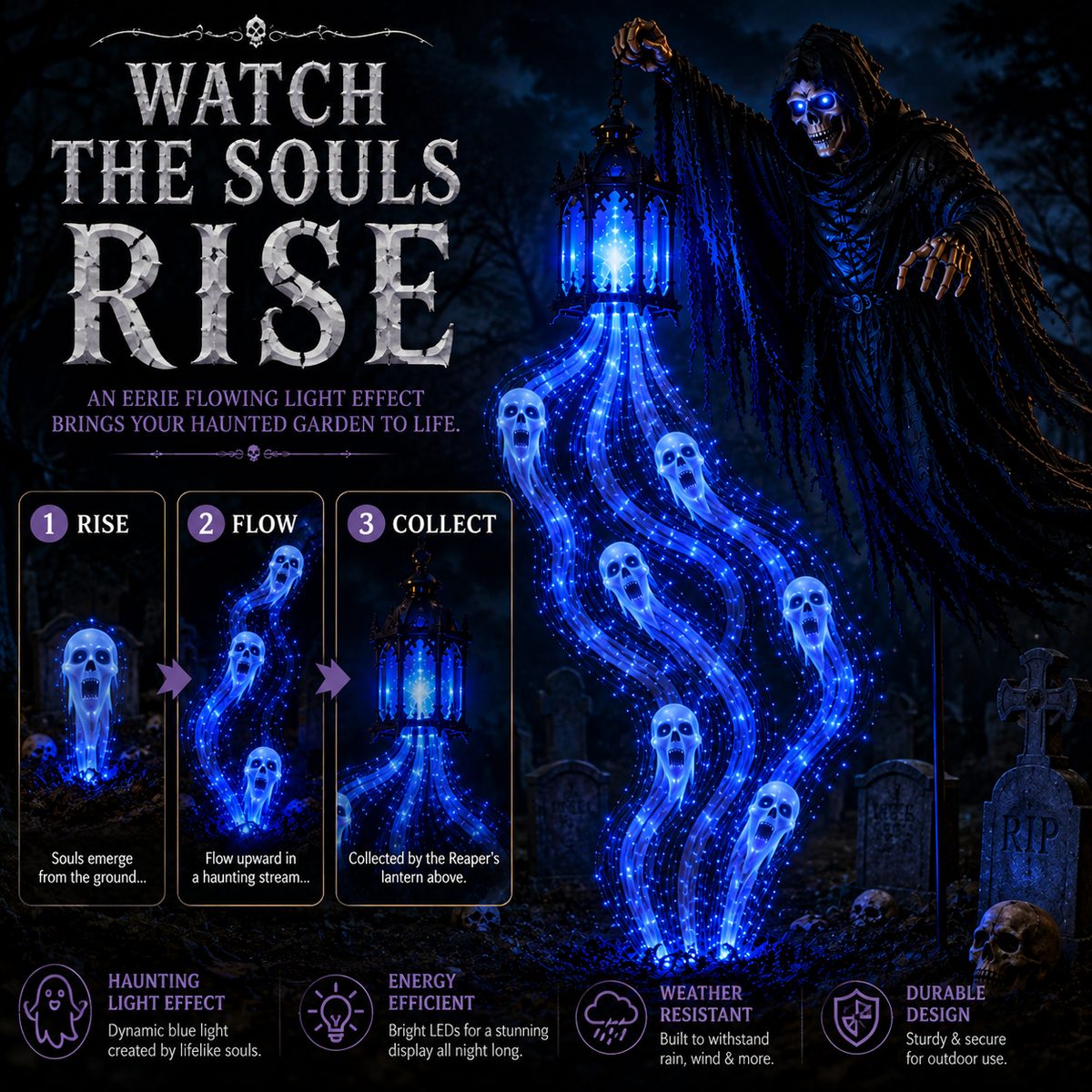 Solar Grim Reaper Garden Light with Rising Soul Effect - image 2