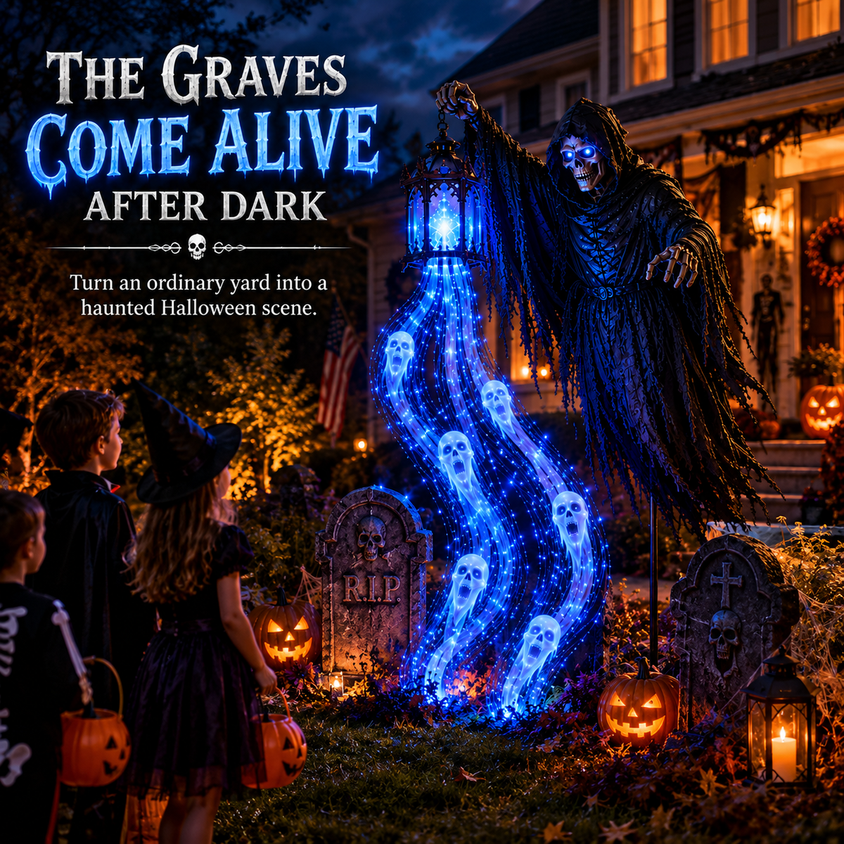 Solar Grim Reaper Garden Light with Rising Soul Effect - image 1
