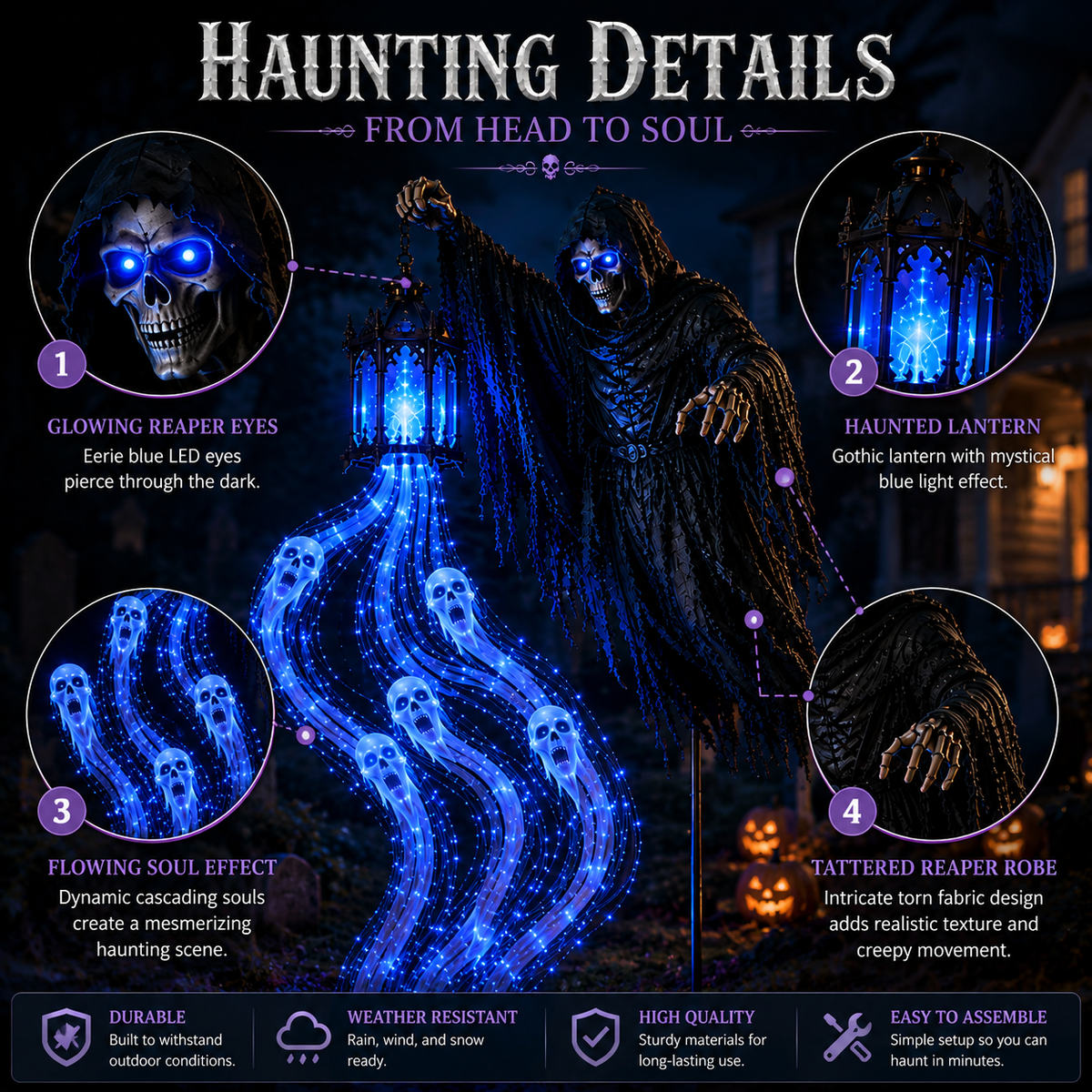 Solar Grim Reaper Garden Light with Rising Soul Effect - image 5