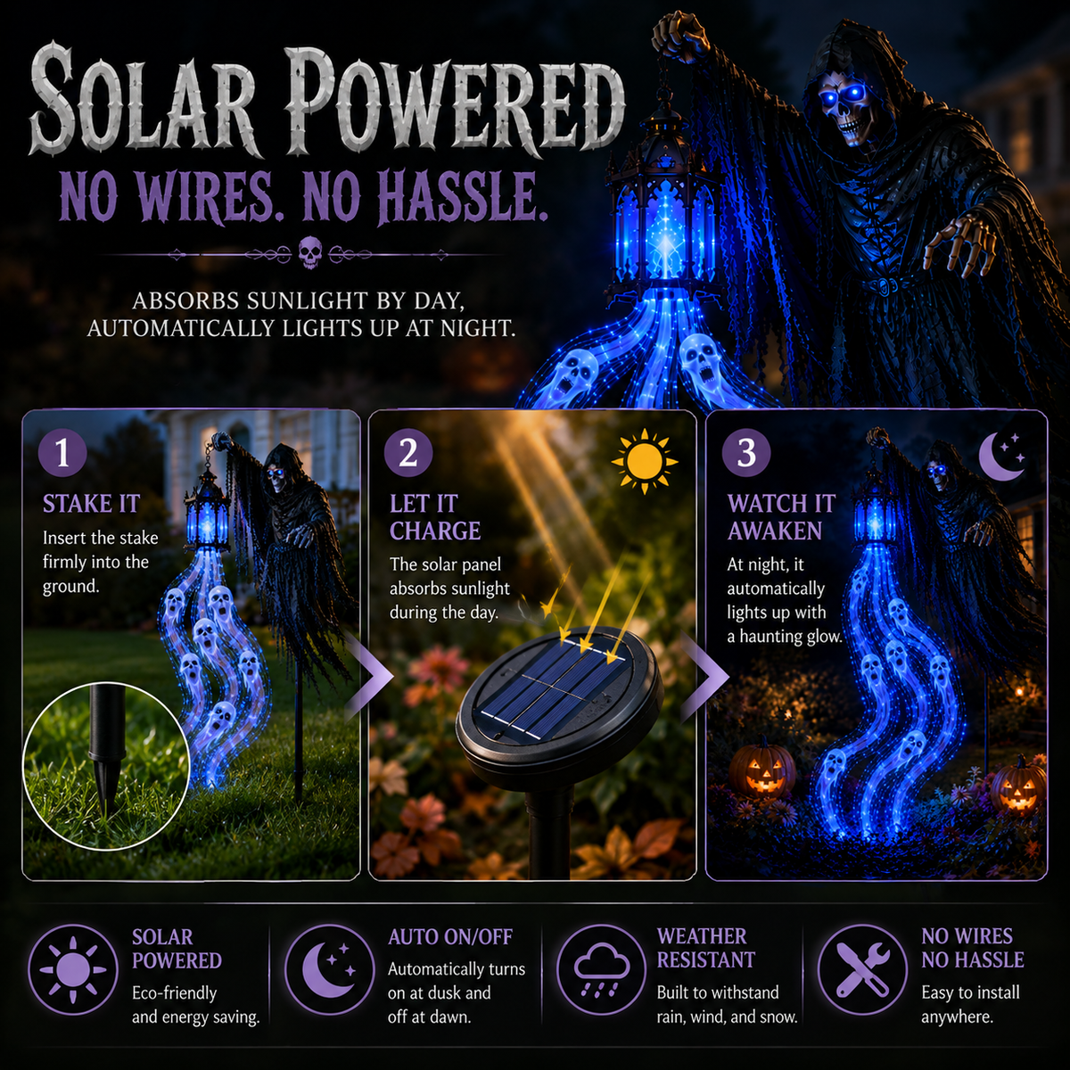 Solar Grim Reaper Garden Light with Rising Soul Effect - image 4