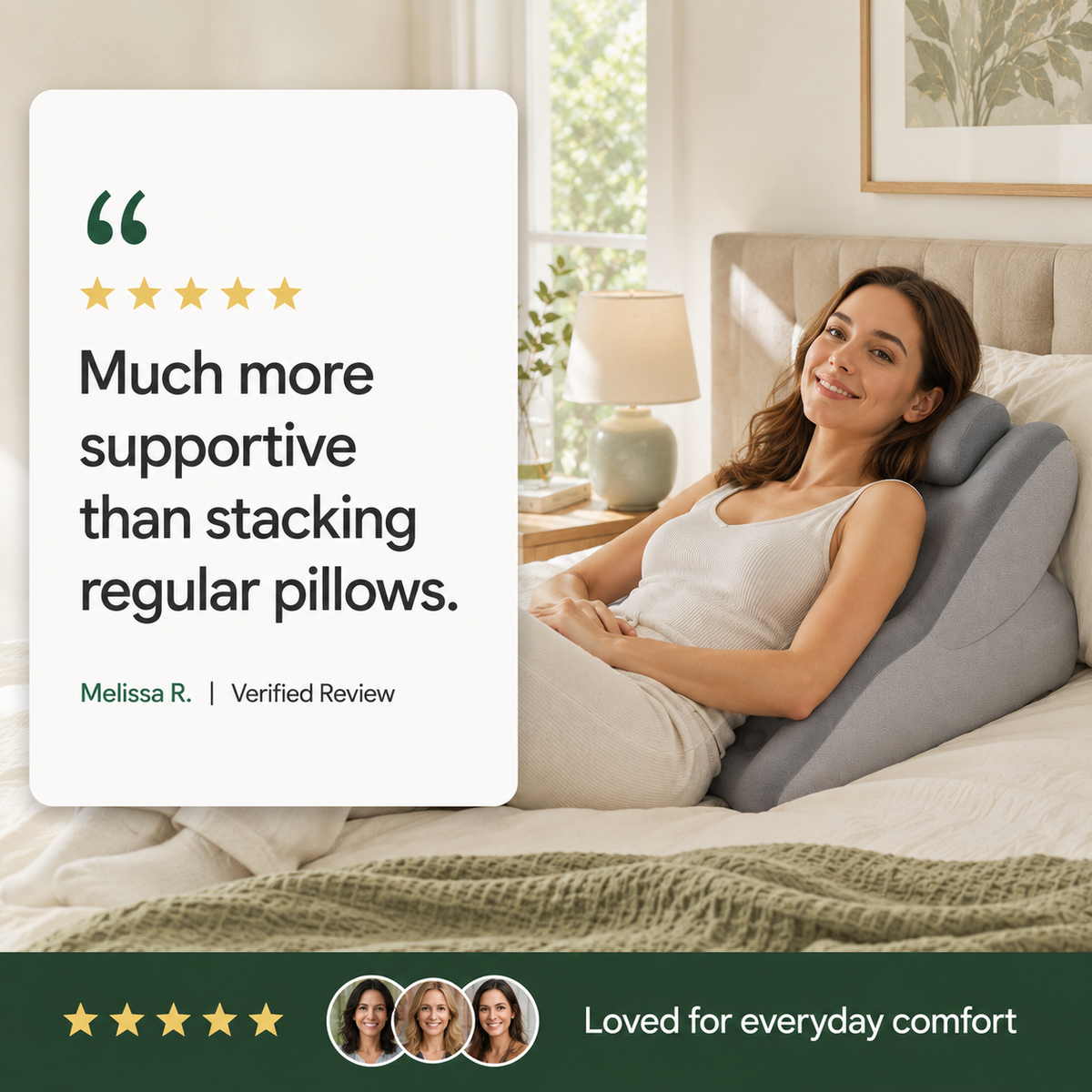 Multi-Position Wedge Pillow for Back, Lumbar & Leg Support