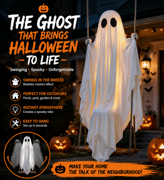 Swinging Ghost Hanging Decoration - image 1