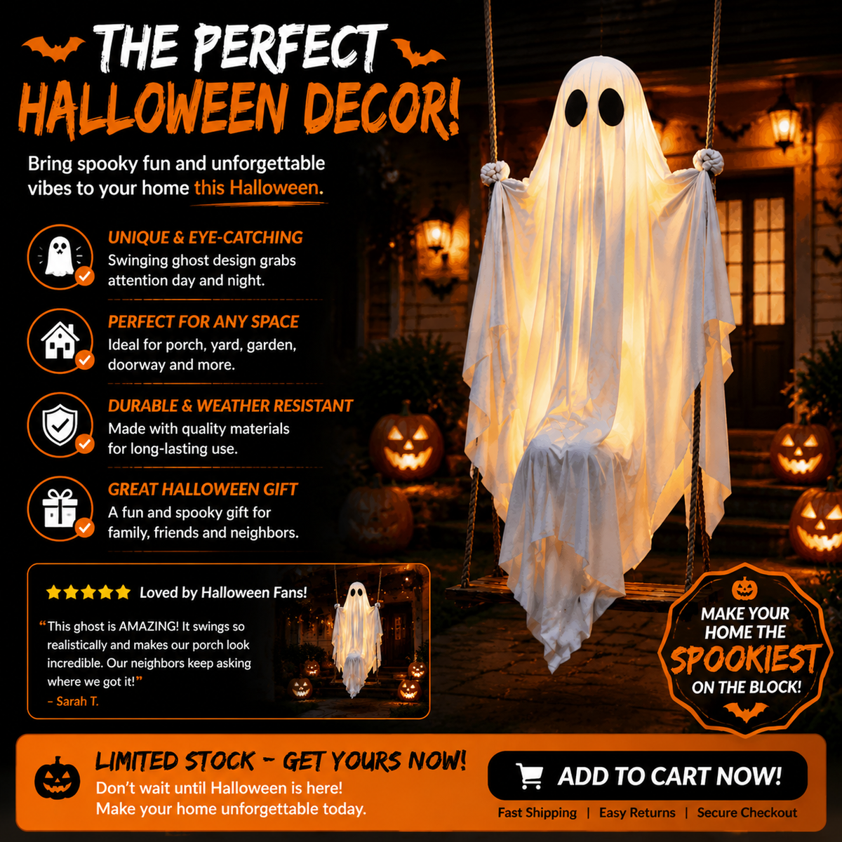 Swinging Ghost Hanging Decoration - image 8