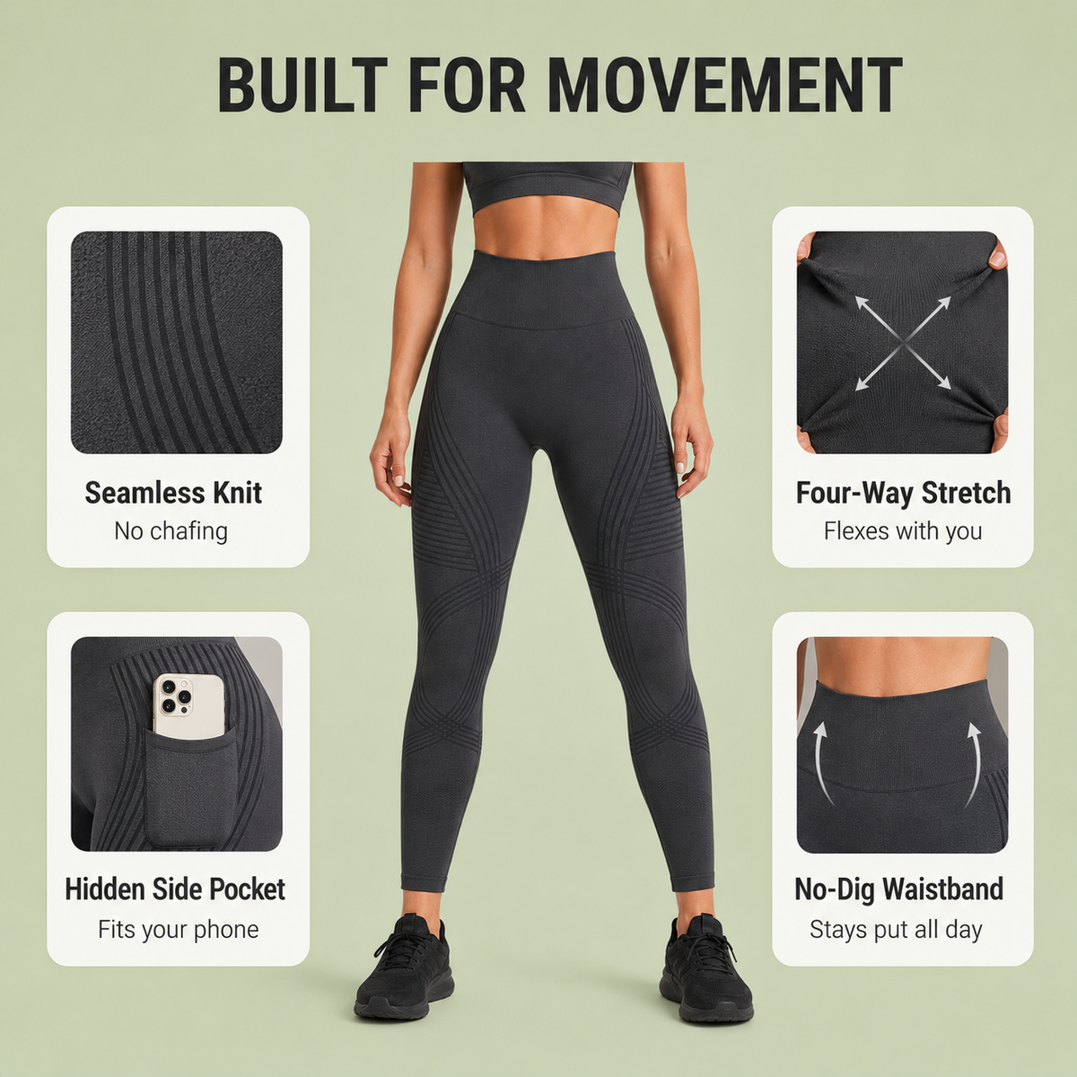 High-Waisted Seamless Leggings | Yoga & Fitness Workout Tights
