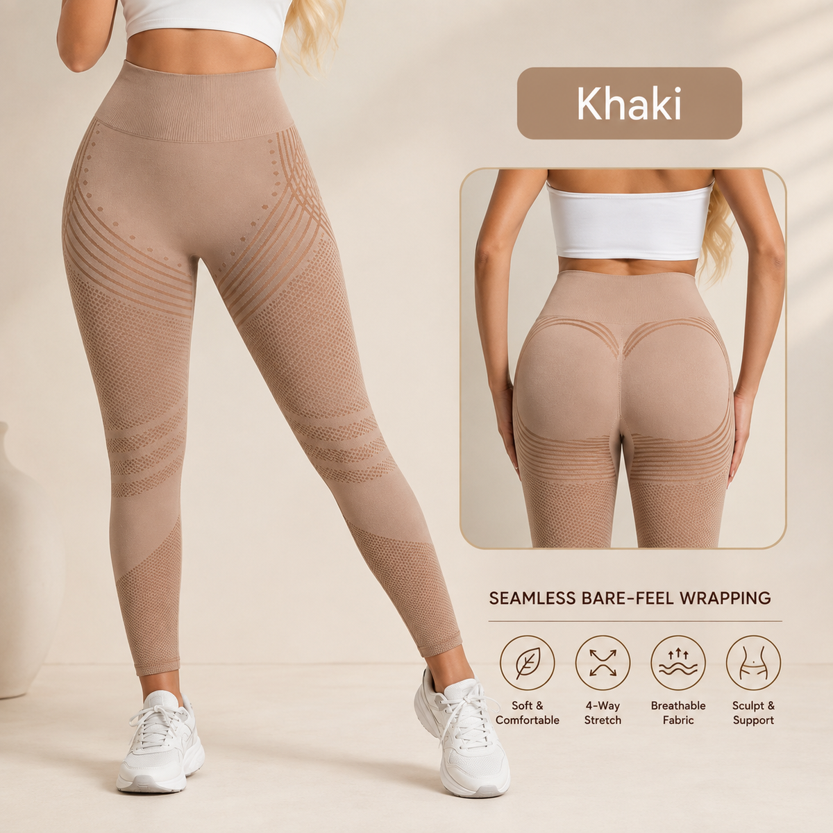 High-Waisted Seamless Leggings | Yoga & Fitness Workout Tights