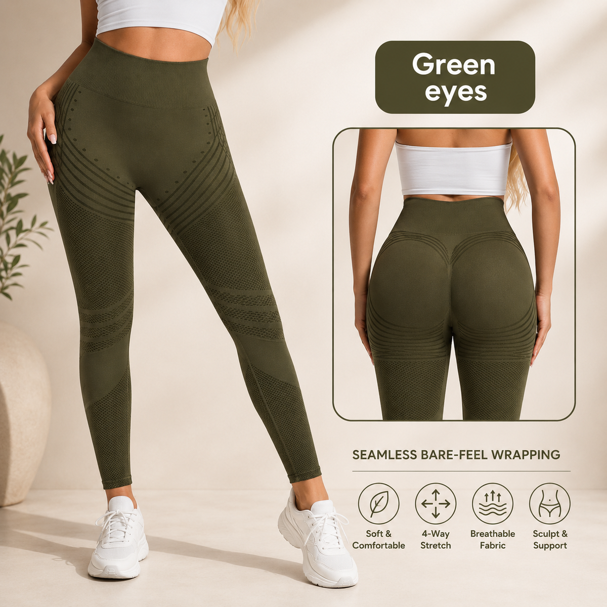 High-Waisted Seamless Leggings | Yoga & Fitness Workout Tights