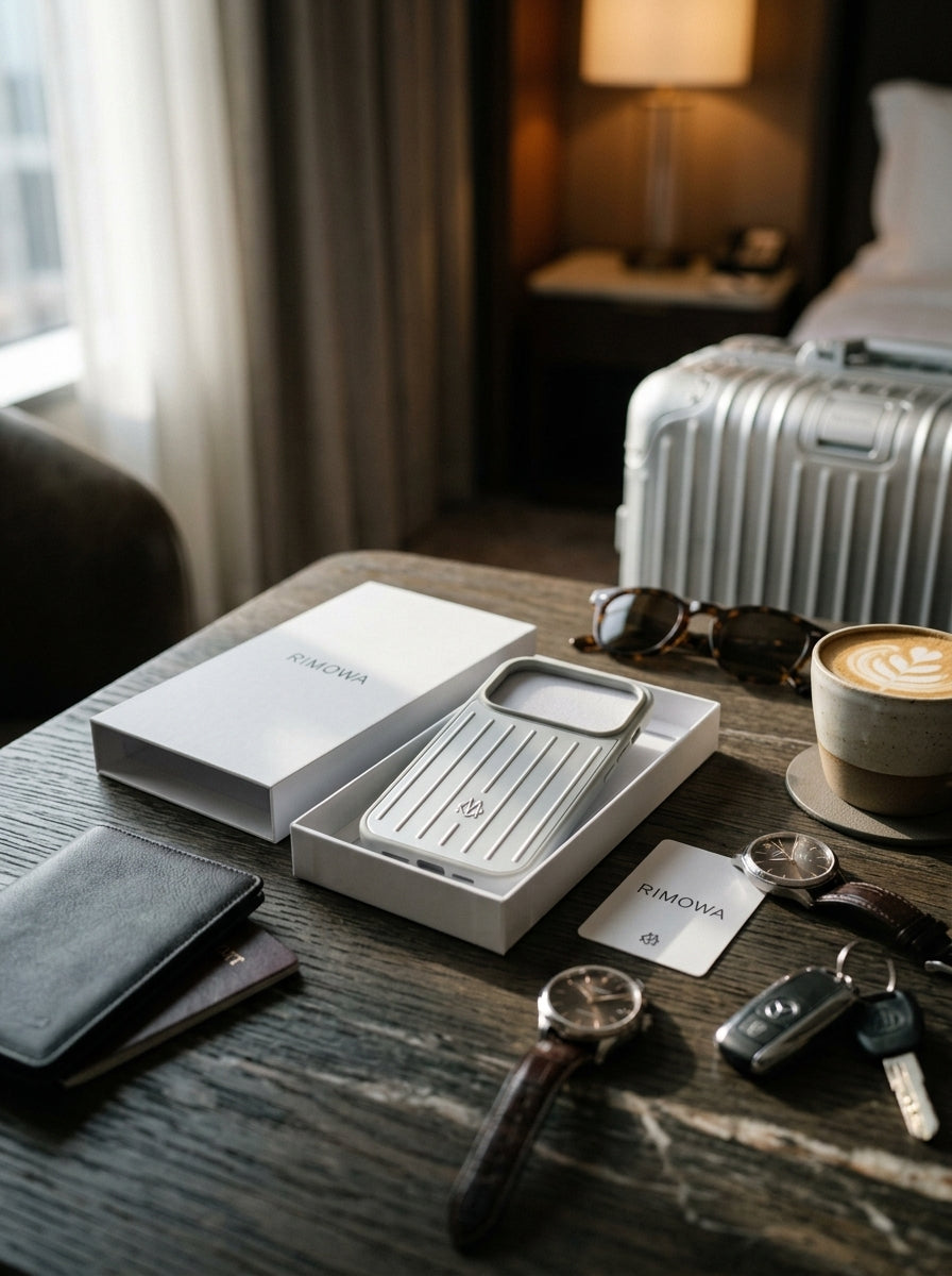 Premium Aluminum iPhone 17 Pro Max Case – Silver RIMOWA Style Protective Cover