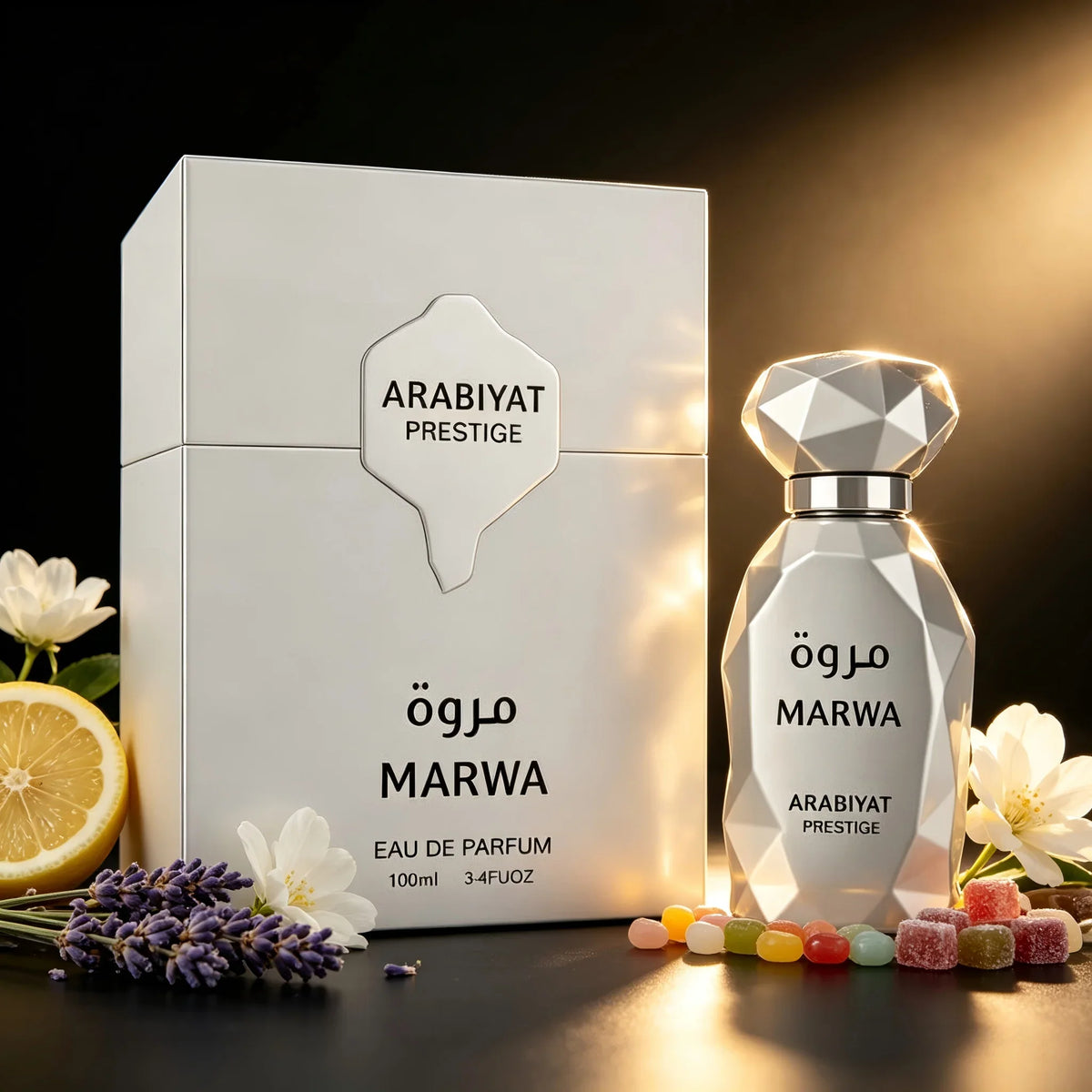 Product Details  Title: Arabiyat Marwa Eau De Parfum 3.4 oz / 100ml – Luxury Fresh Wood & Aromatic Fragrance with Silver Gift Box