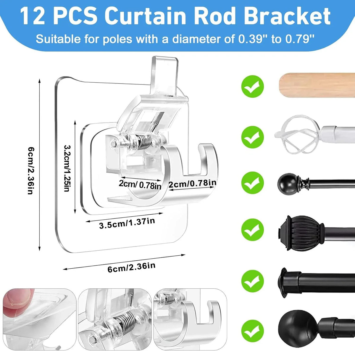 Nail-Free Curtain Clamp Rods