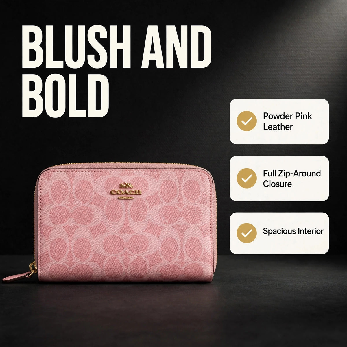 Coach Long Zip Around Wallet Powder Pink - image 1