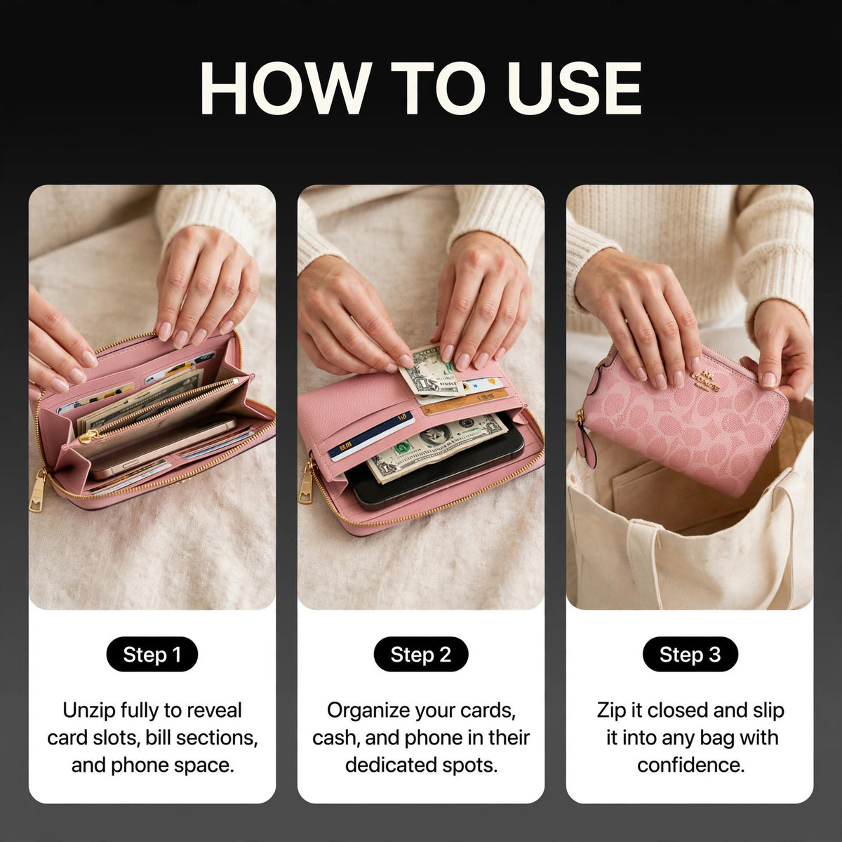 Coach Long Zip Around Wallet Powder Pink - image 4