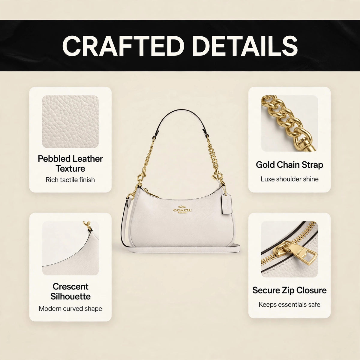 Coach Teri 2Way Shoulder Bag White - image 3