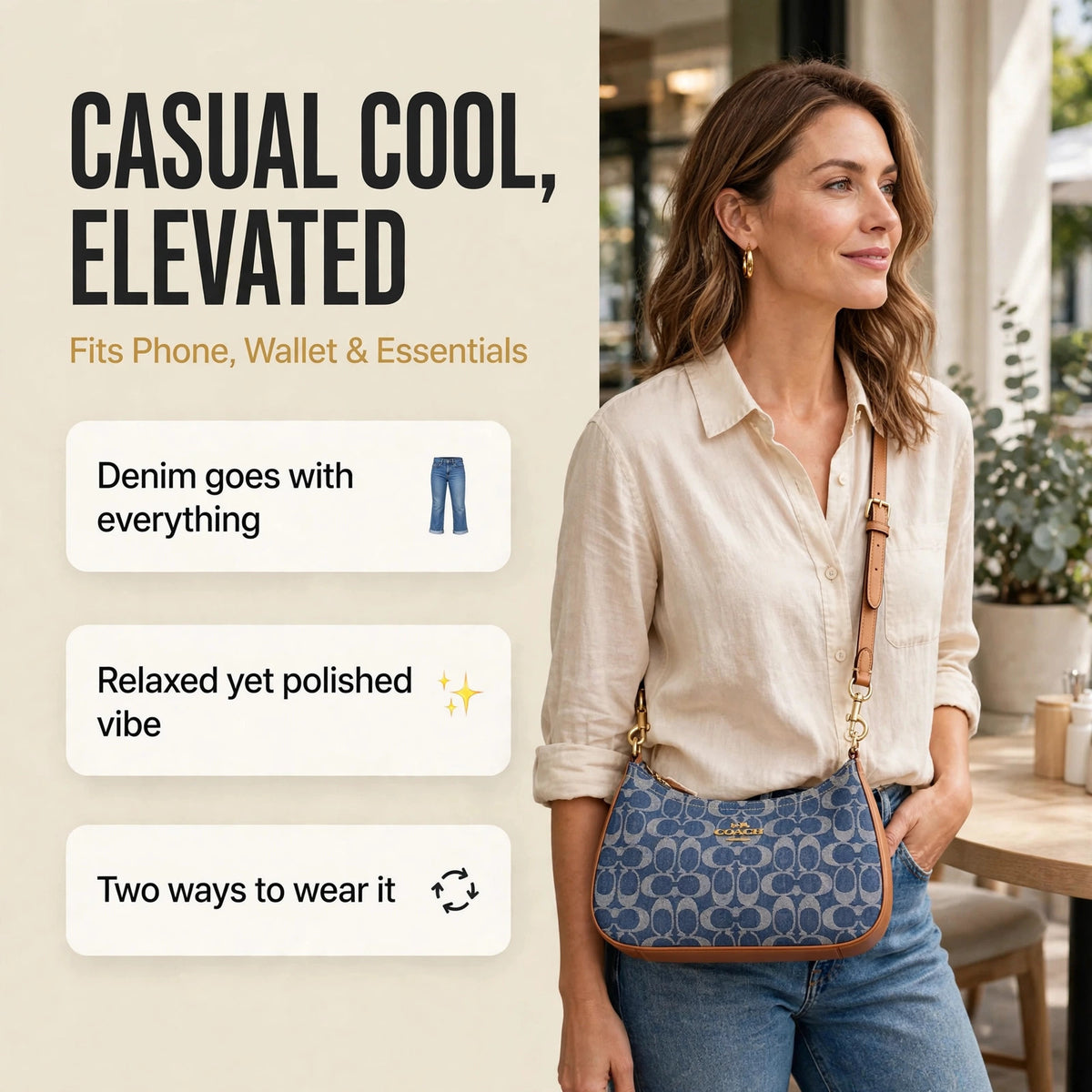 Coach Teri Shoulder Bag Denim Natural - image 2