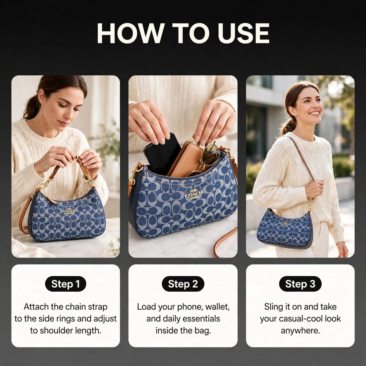 Coach Teri Shoulder Bag Denim Natural - image 4