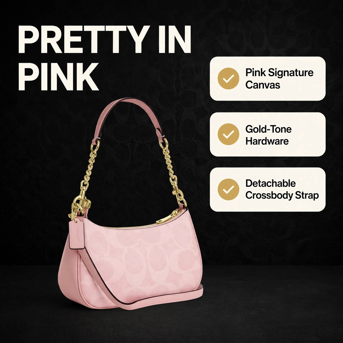 Coach Teri Shoulder Bag Gold Powder Pink - image 1
