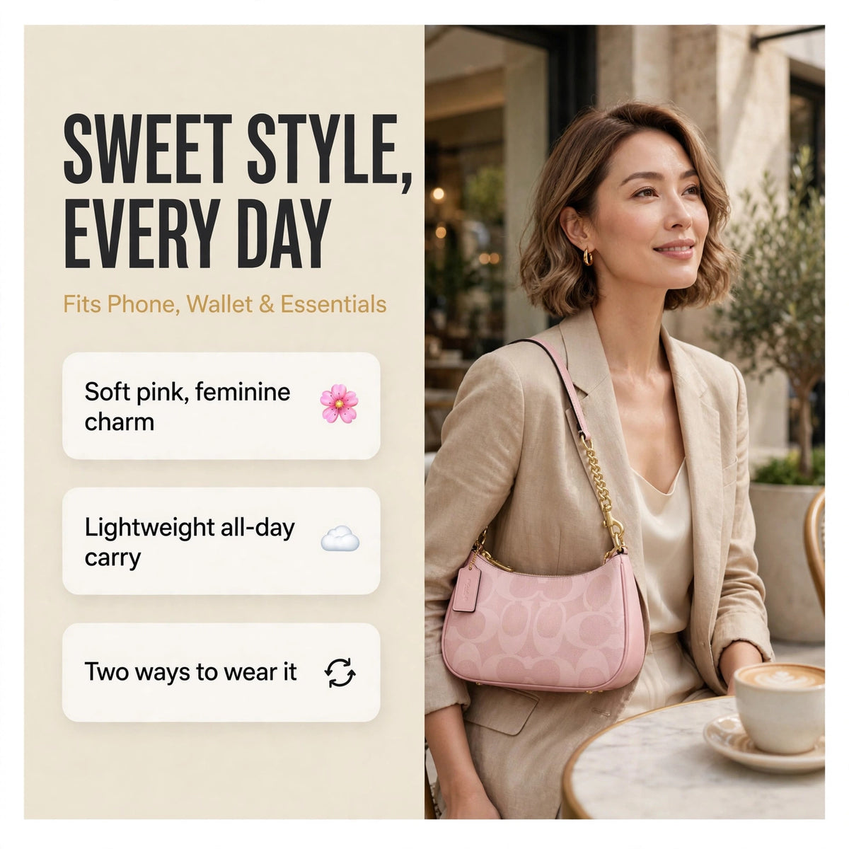 Coach Teri Shoulder Bag Gold Powder Pink - image 2