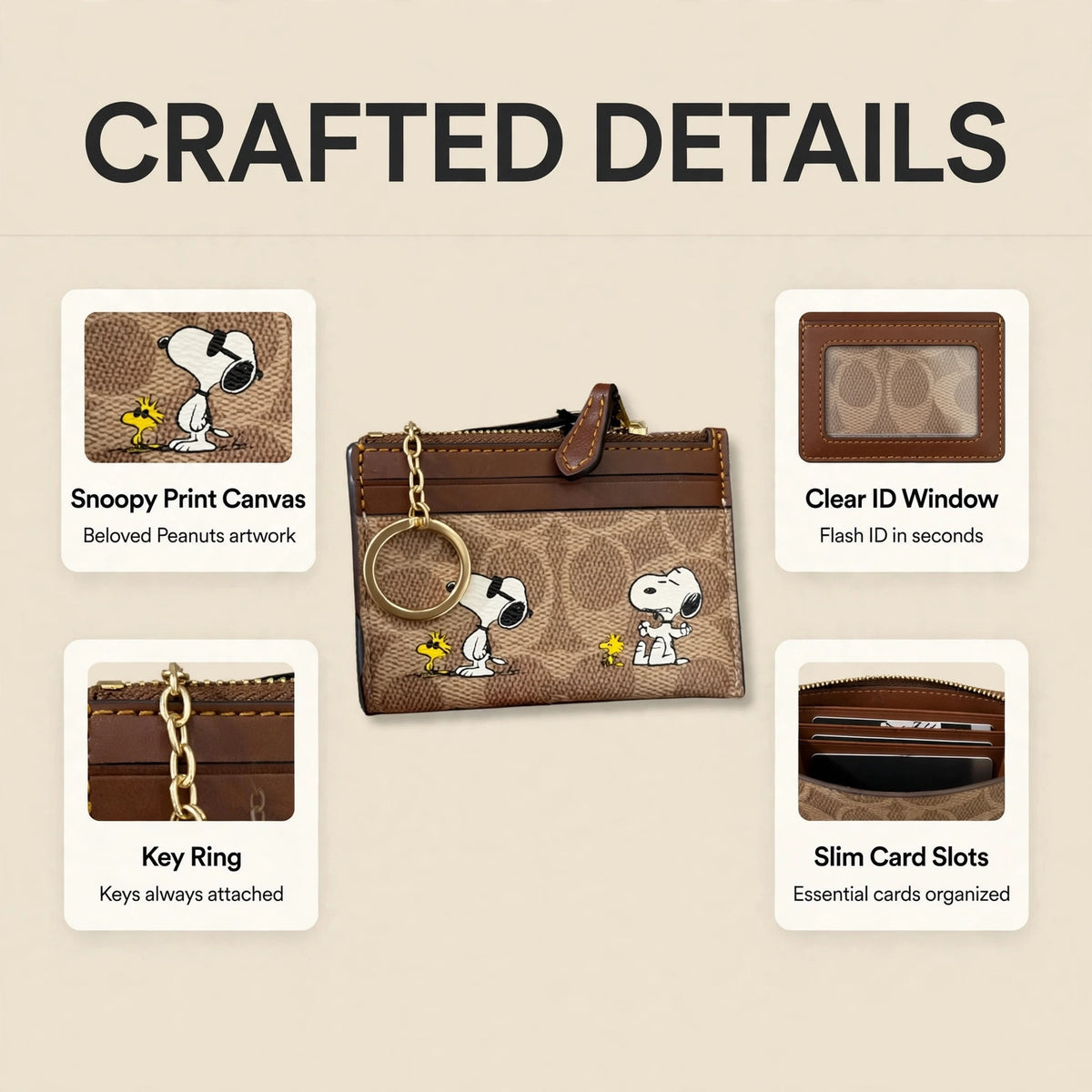 Coach X Peanuts Mini Skinny ID Case Snoopy - image 3