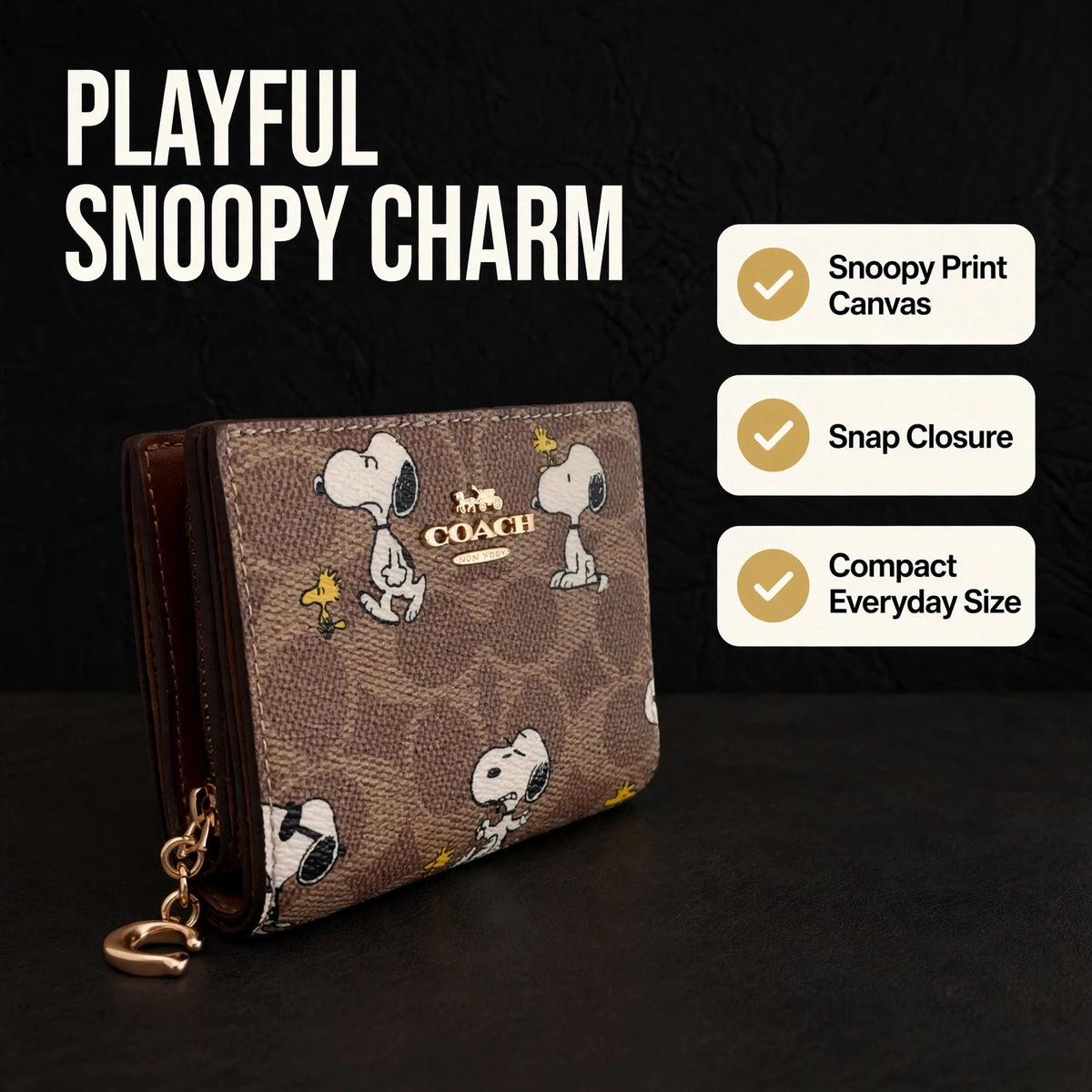 Coach X Peanuts Snap Wallet Snoopy Print - image 1