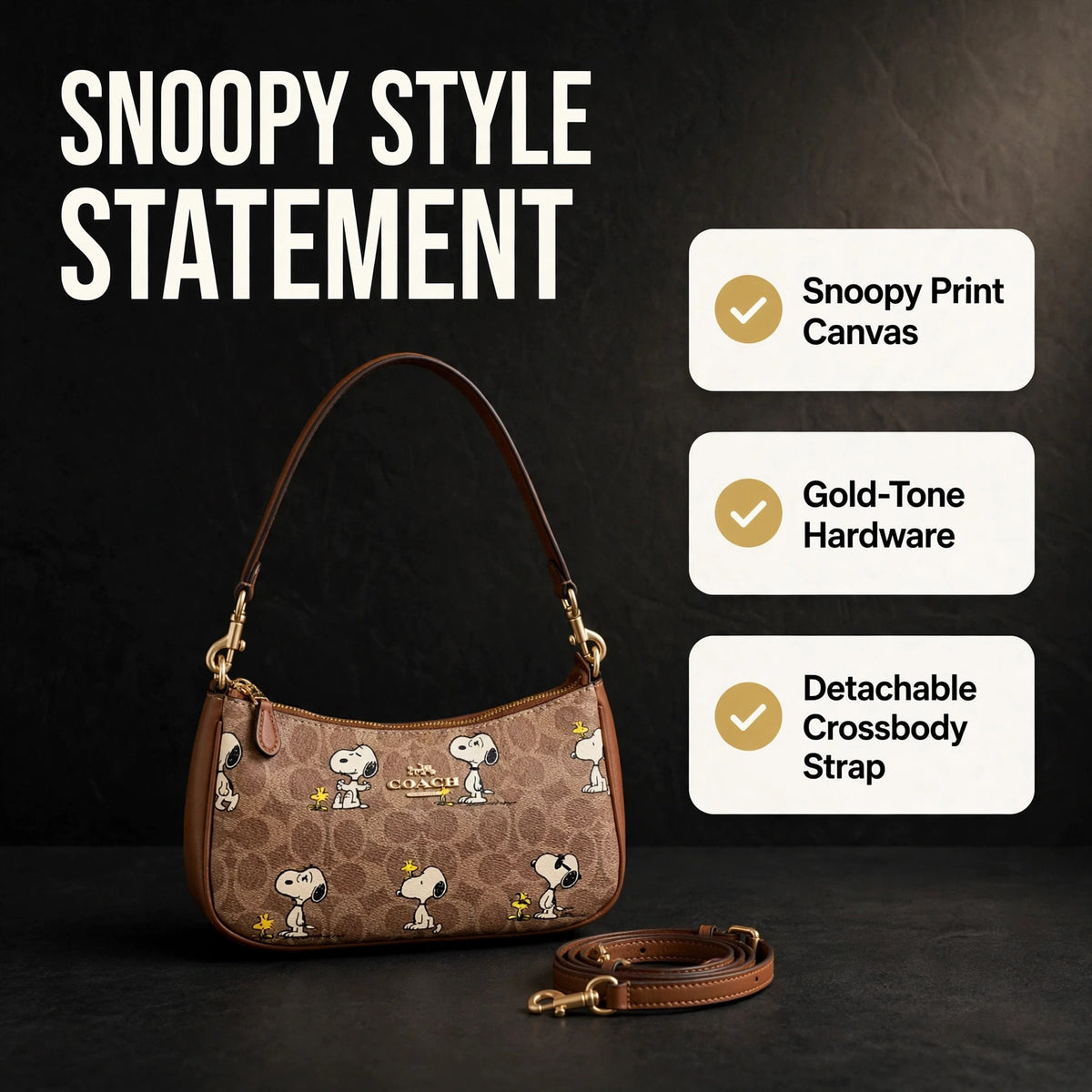 Coach X Peanuts Teri Shoulder Bag Snoopy Print - image 1