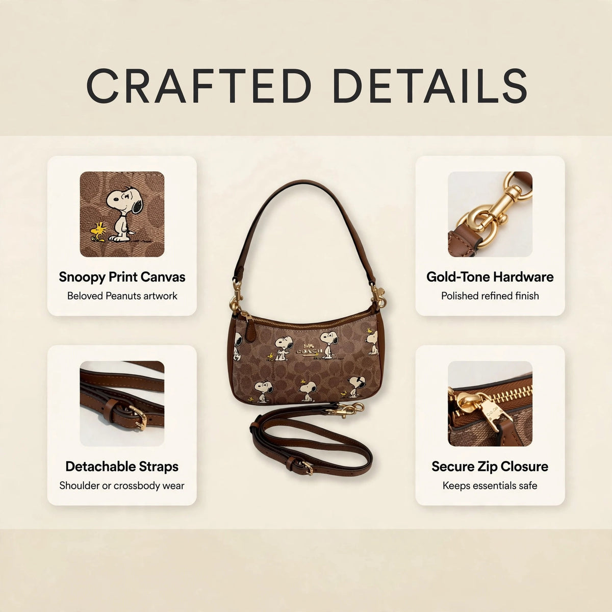 Coach X Peanuts Teri Shoulder Bag Snoopy Print - image 3