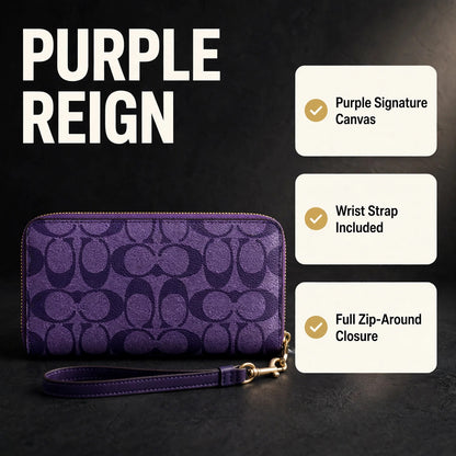 Coach Zip-Around Long Wallet with Strap Purple - image 1