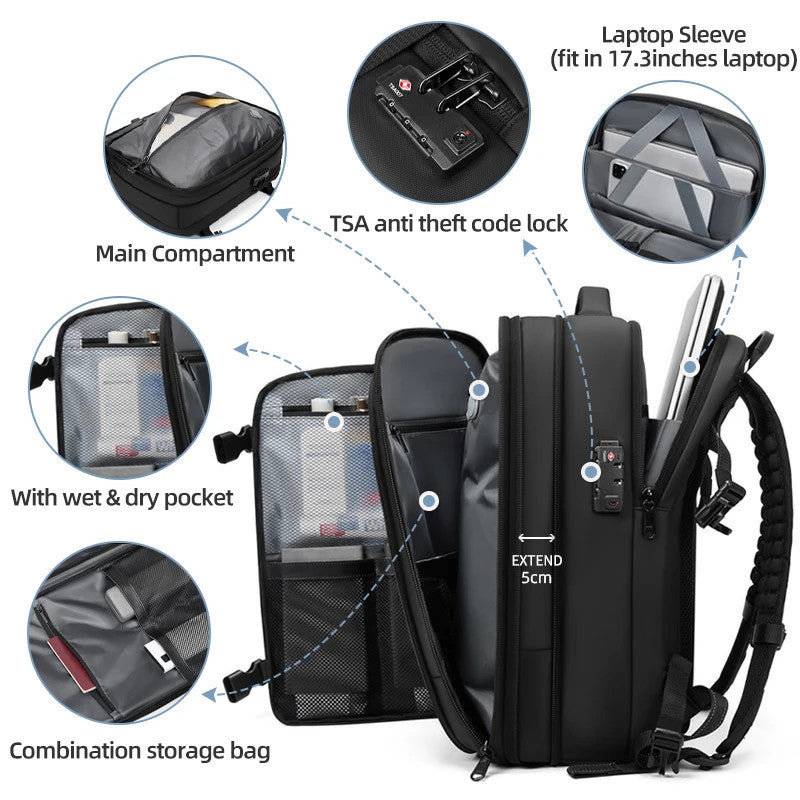 Backpack Man Travel Vacuum Compression With Electric Pump