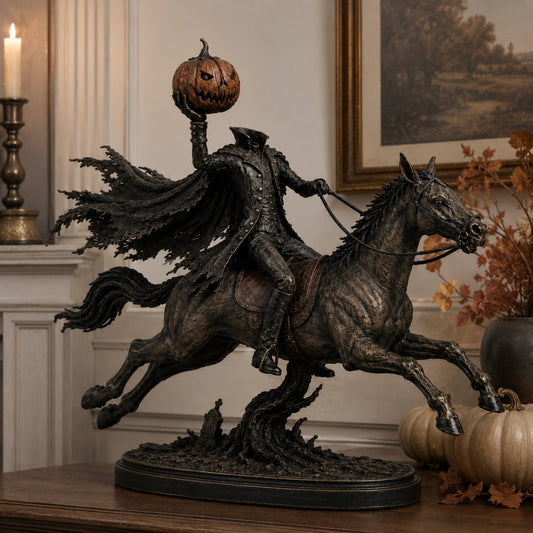 Headless Horseman Statue with LED Pumpkin - image 1