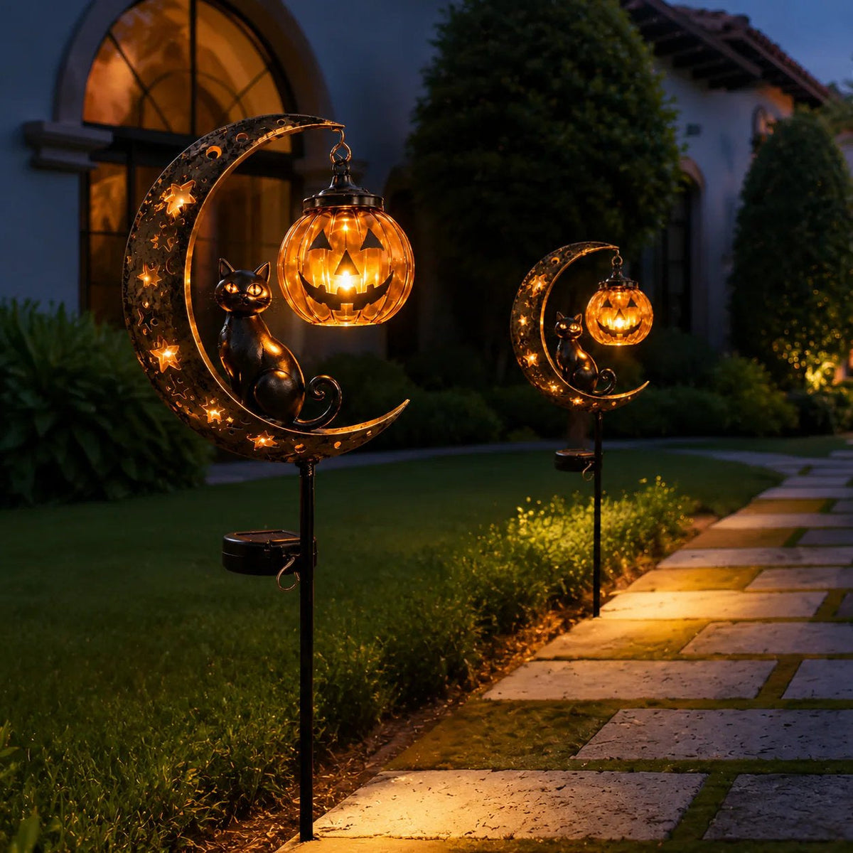 Solar Pumpkin Moon Garden Stake Light - image 3