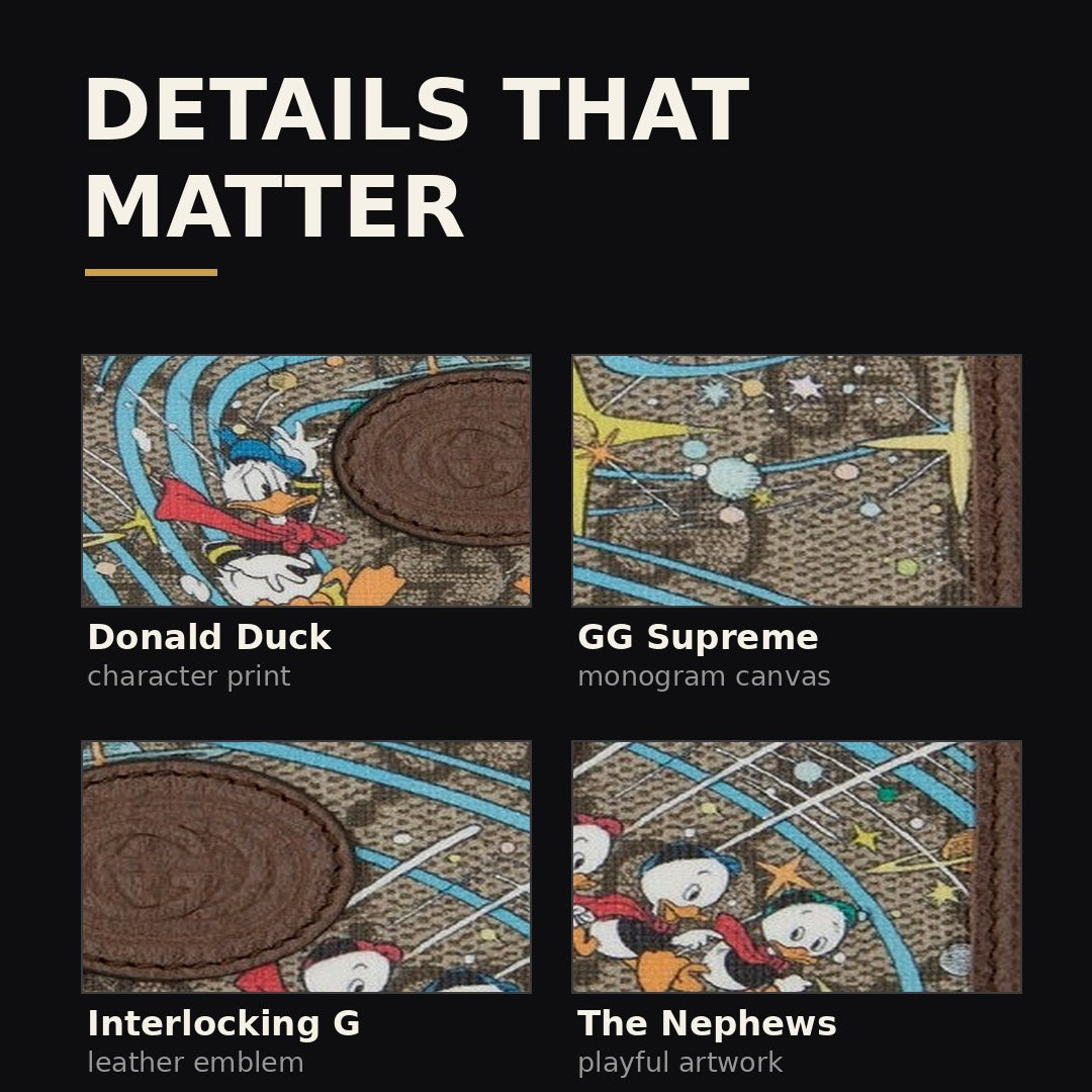 Gucci GG Supreme Donald Duck Folding Wallet - features