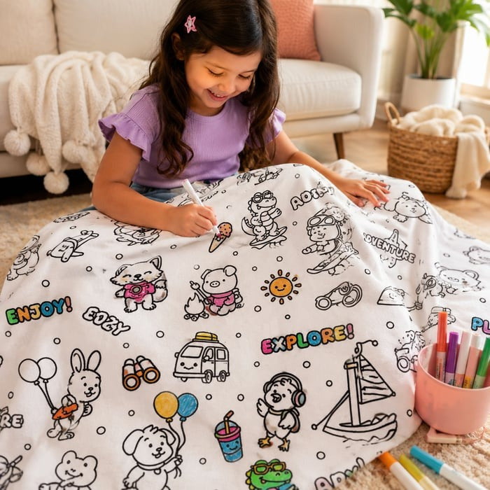 Reusable Coloring Blanket + Washable Markers Gift Bundle - view 3