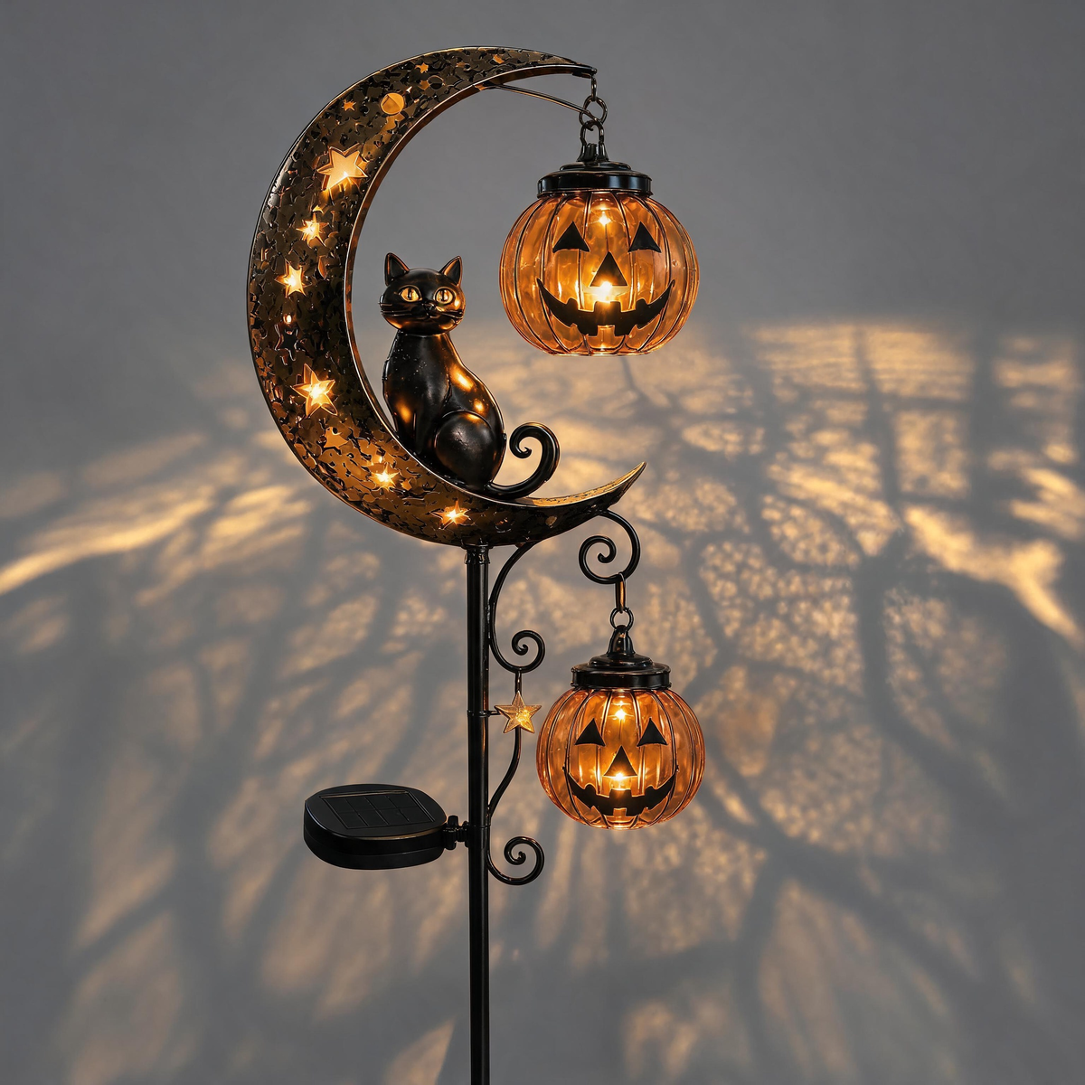 Solar Pumpkin Moon Garden Stake Light - image 8