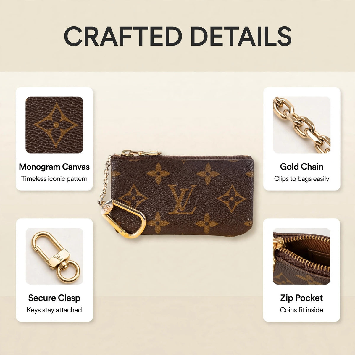 Louis Vuitton Pochette Cles Key Pouch Monogram - image 3