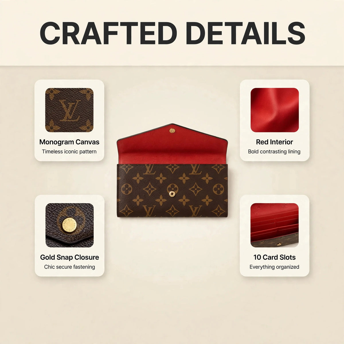 Louis Vuitton Portefeuille Sarah Monogram Wallet - image 3