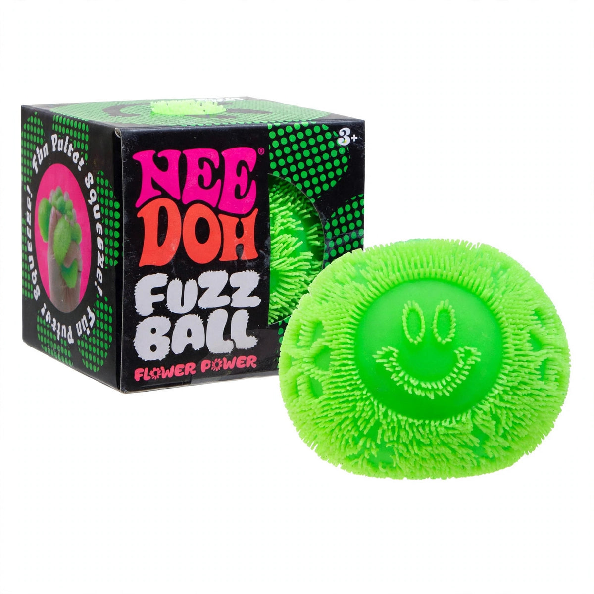 Needoh FUZZ BALL Flower Power Nee Doh Squish Stress Ball random color - closeup