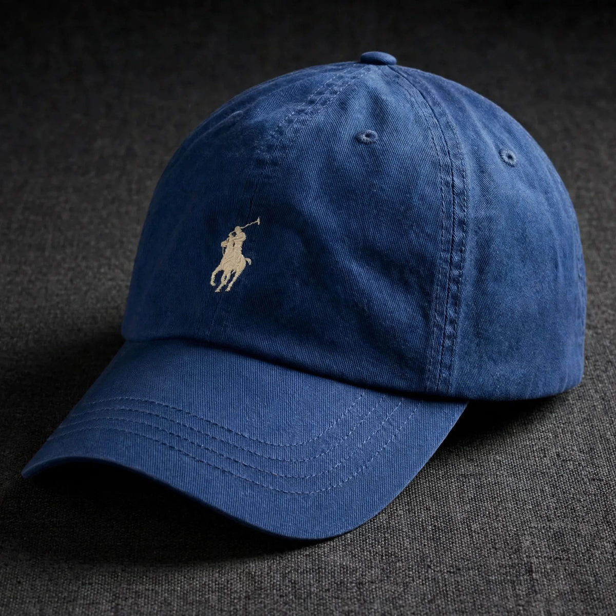 Polo Ralph Lauren Men’s Baseball Cap Adjustable Royal blue with cream  - closeup