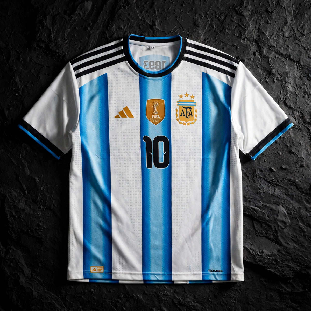 Argentina Home Jersey - Player Version Messi #10 FIFA world cup Size ( - closeup