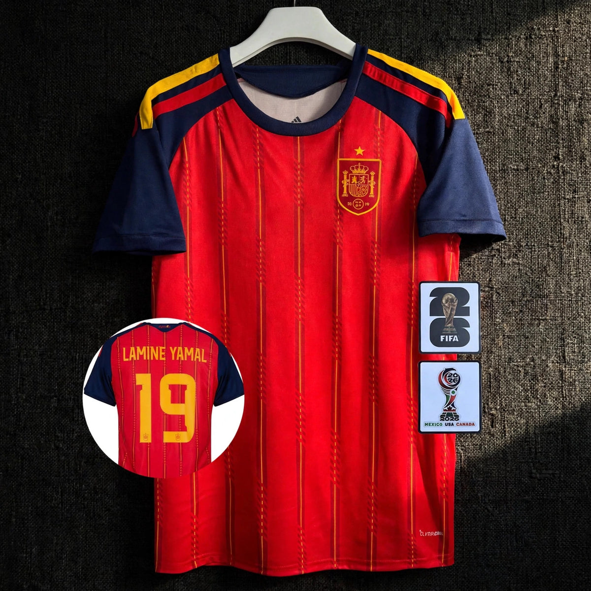 Lamine Yamal Spain Soccer Jersey Home World Cup 2026 Size (S, M, L, XL - closeup