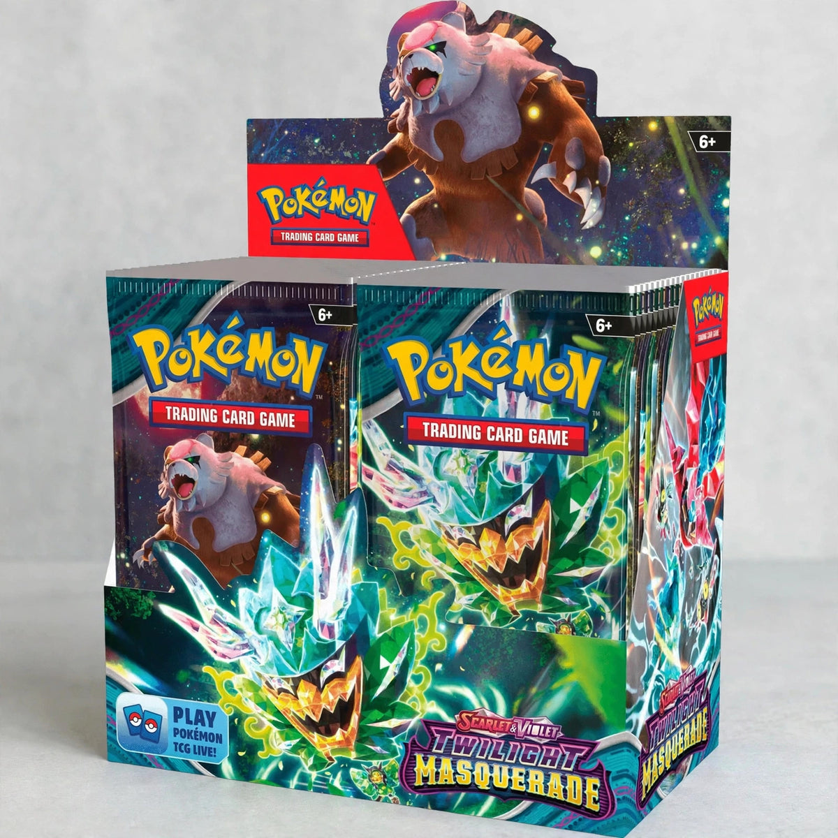 Pokemon TCG Scarlet & Violet Twilight Masquerade Booster Box - Factory - closeup