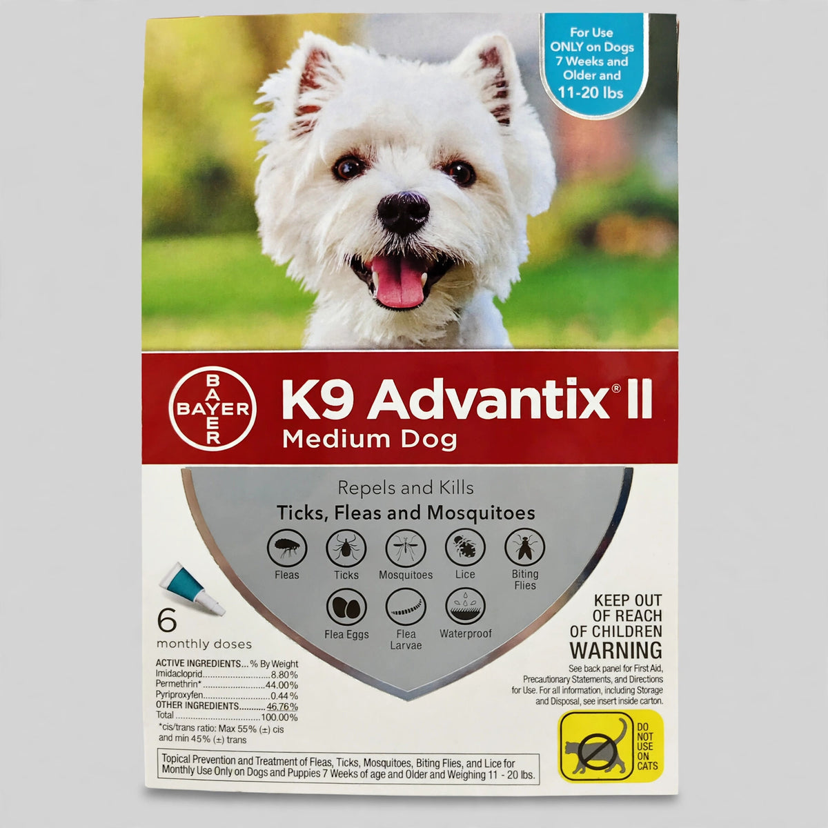 K9 Advantix II Flea and Tick Treatment for Medium Dogs 11-20lbs ,6 Dos - closeup