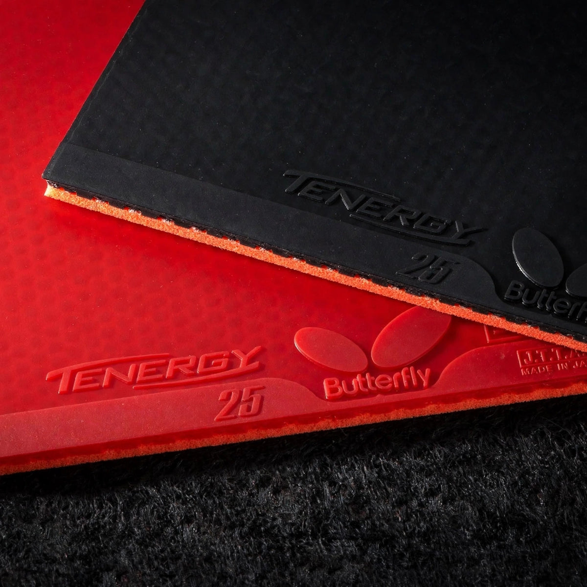 Butterfly Tenergy 05 Table Tennis Rubber 2.1 mm | Red Professional Tab - closeup