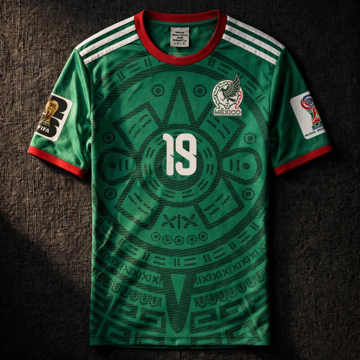 National Mexico Soccer Jersey World F00tball Cup (S, M, L, XL) - closeup