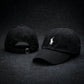 Polo Ralph Lauren Men’s Baseball Cap Adjustable black with white polo - closeup