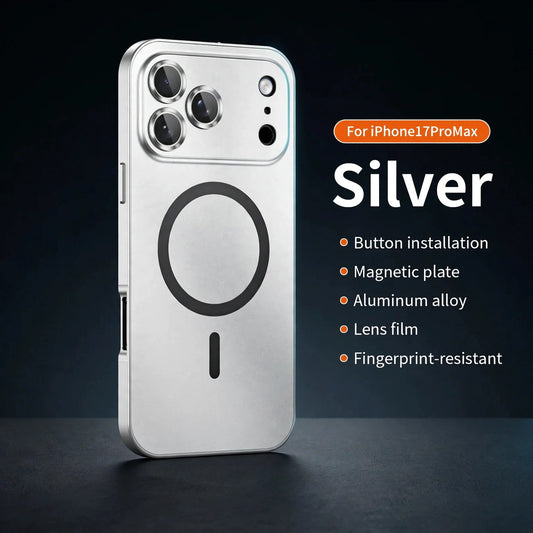 Silver Aluminium Snap On Phone Case For Apple iPhone 17 Pro Max - darkstudio