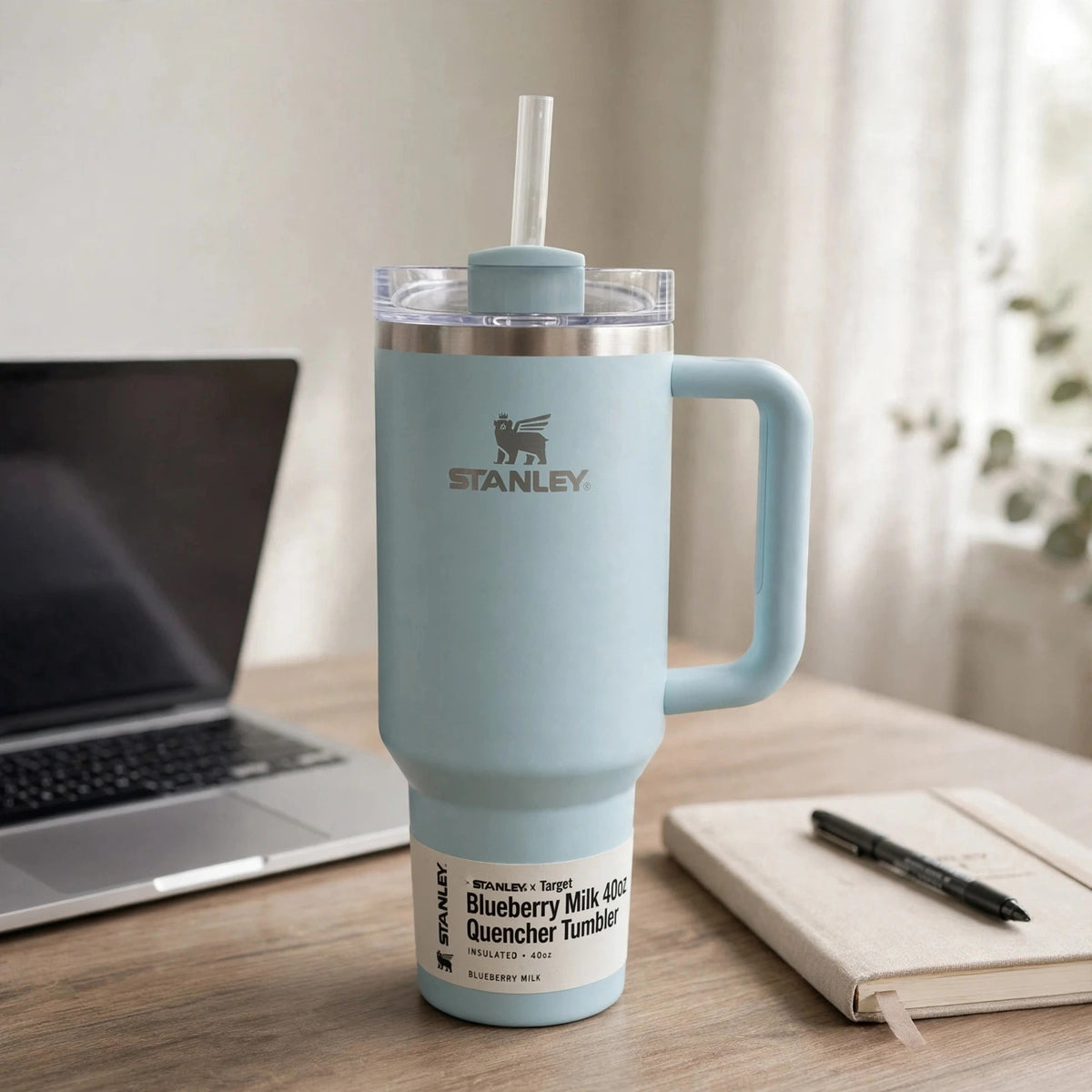 Stanley x Target Blueberry Milk 40oz Quencher Tumbler - desk