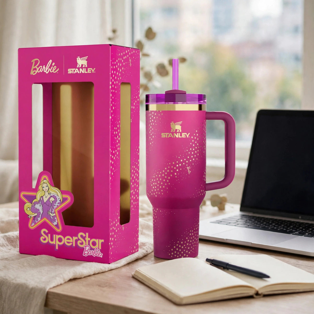X Berbie 70s superstar Quencher 40 oz - desk