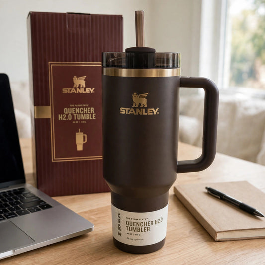 Chocolate Gold Quencher 40oz Tumbler Flowstate H2.0 Factory Sealed - desk