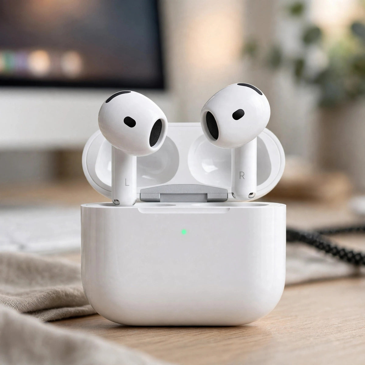 Apple AirPods 4 with Active Noise Cancellation,MagSafe Charging Case - desksetup