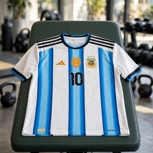 Argentina Home Jersey - Player Version Messi #10 FIFA world cup Size ( - gym